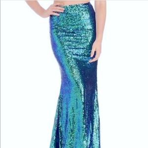 Long sequin skirt with slit